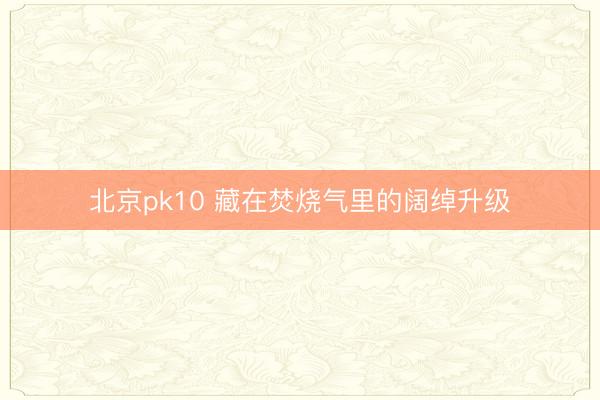 北京pk10 藏在焚烧气里的阔绰升级